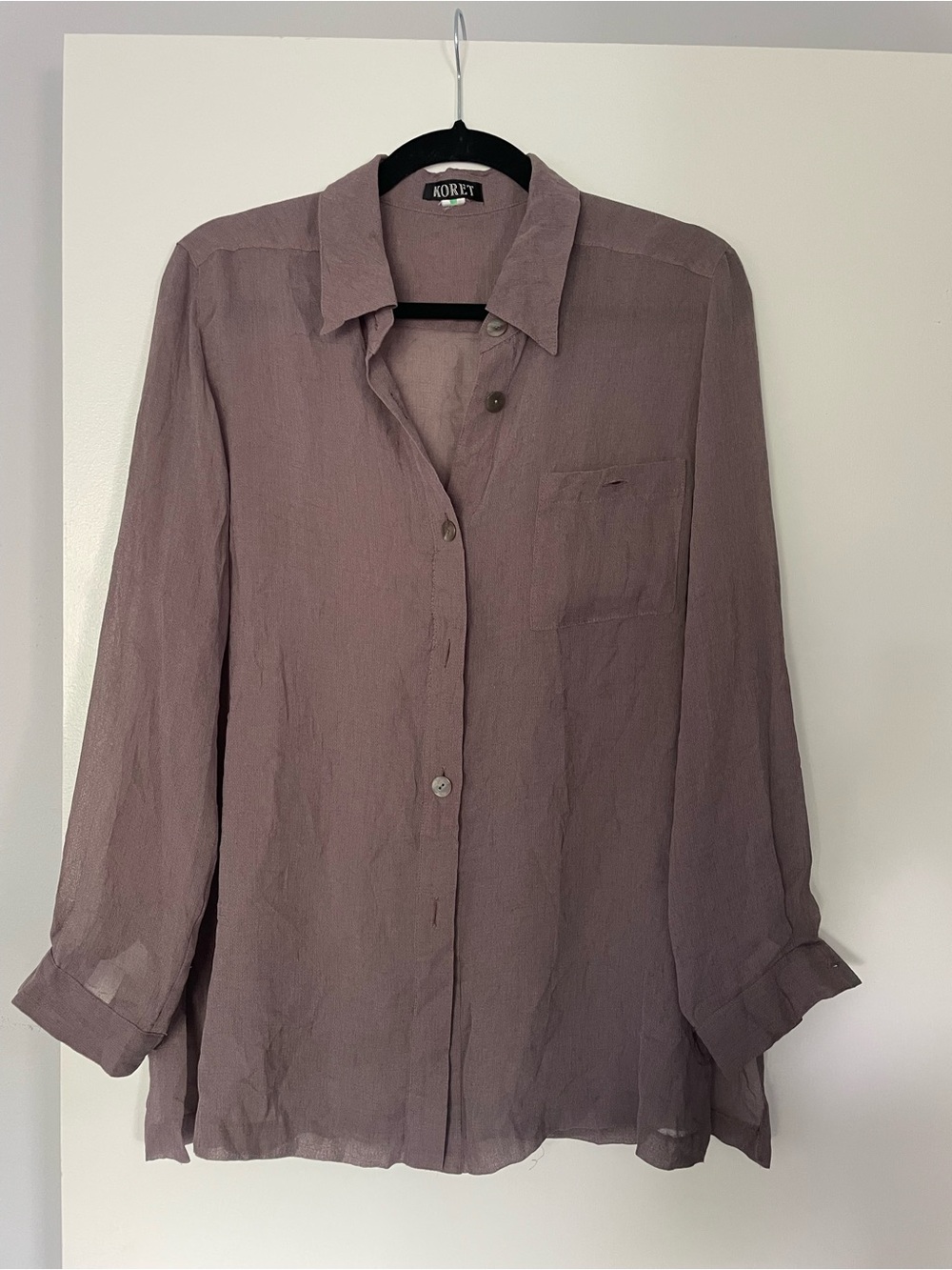 90s Vintage Koret Dusty Mauve Textured Blouse